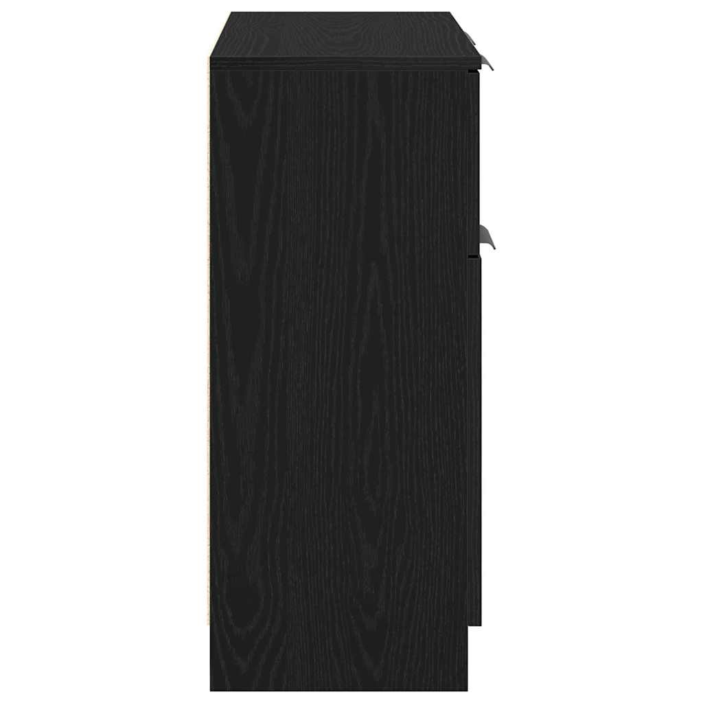 Sideboard Med Skuffe Sort Eg 60 X 30 X 70 Cm Konstrueret Træ