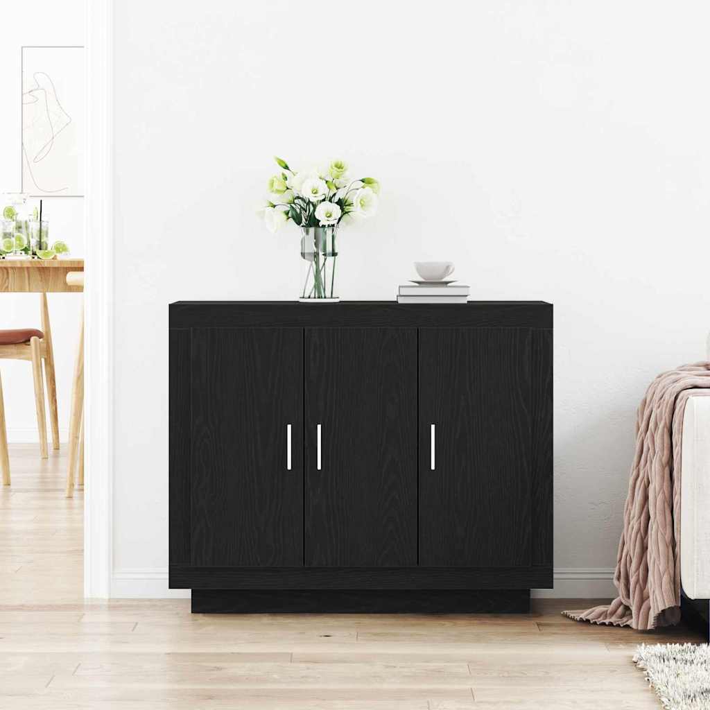 Sideboard Sort Eg 92 X 35 X 75 Cm Konstrueret Træ