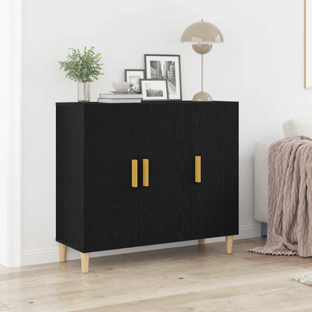 Sideboard Sort Eg 90 X 34 X 80 Cm Konstrueret Træ