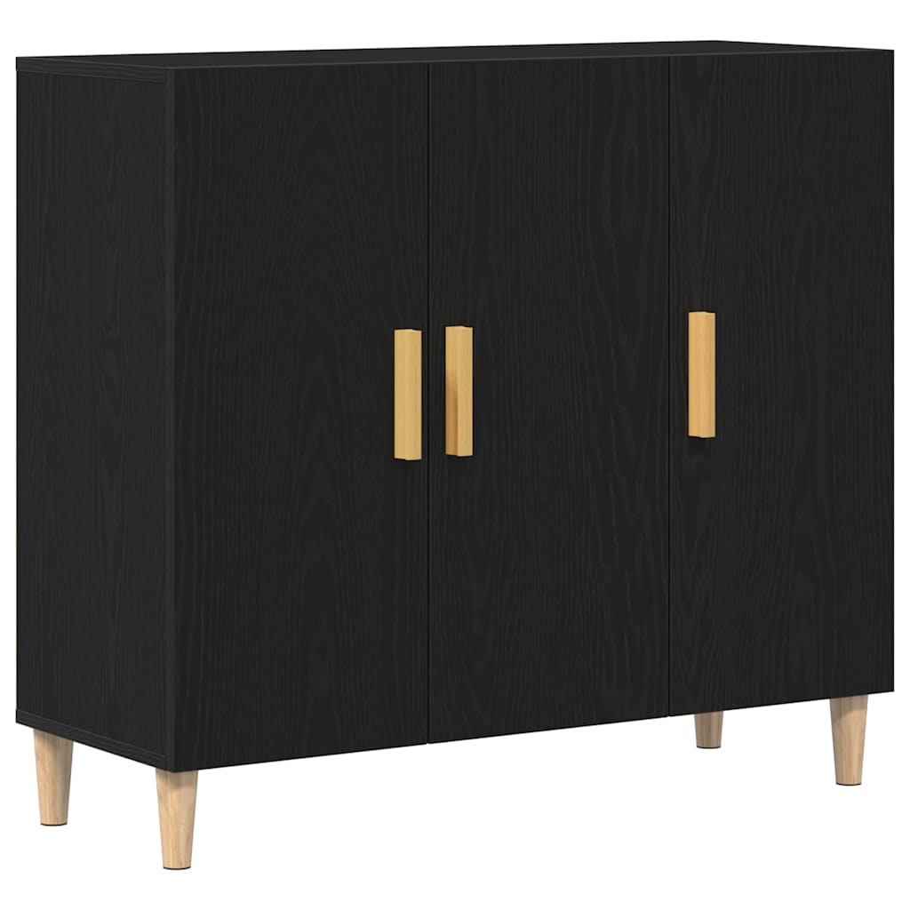Sideboard Sort Eg 90 X 34 X 80 Cm Konstrueret Træ