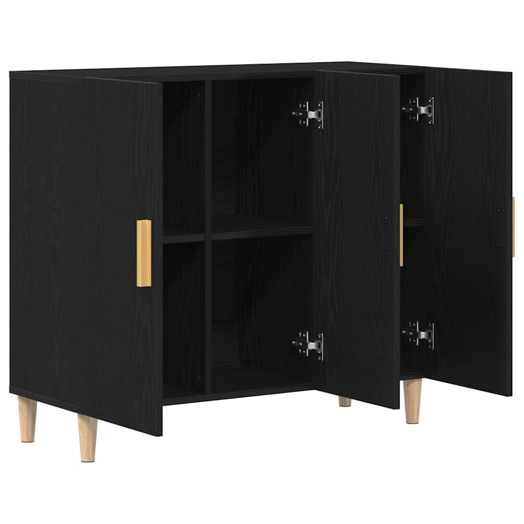 Sideboard Sort Eg 90 X 34 X 80 Cm Konstrueret Træ