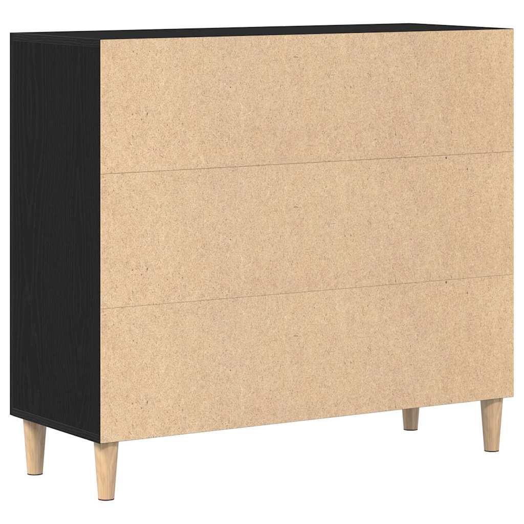 Sideboard Sort Eg 90 X 34 X 80 Cm Konstrueret Træ