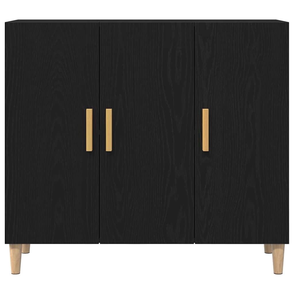 Sideboard Sort Eg 90 X 34 X 80 Cm Konstrueret Træ