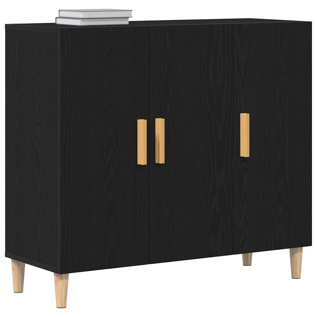 Sideboard Sort Eg 90 X 34 X 80 Cm Konstrueret Træ
