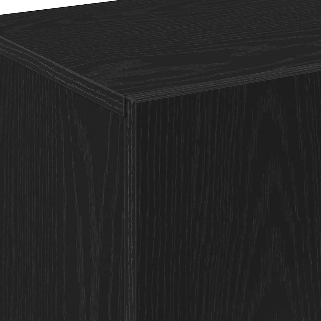 Highboard Med Skuffe Sort Eg 70 X 31 X 115 Cm Konstrueret Træ