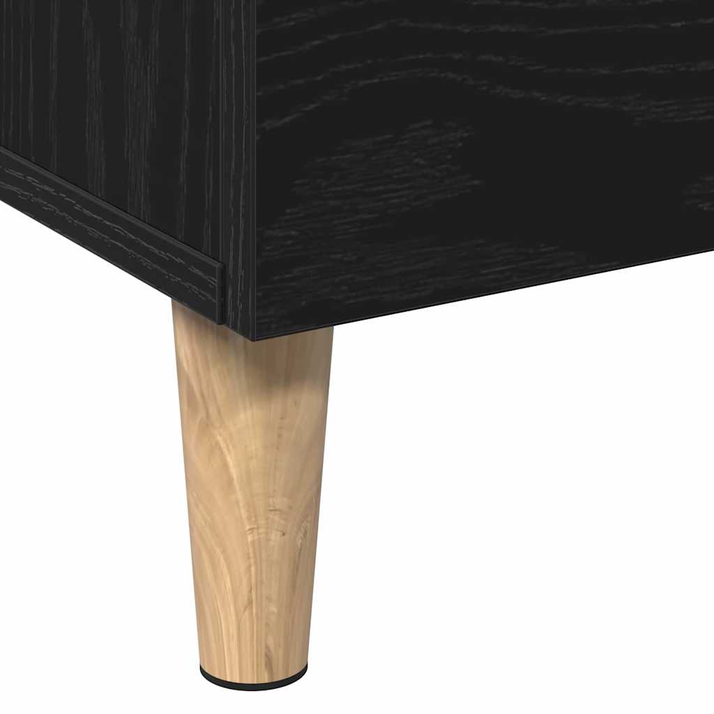 Highboard Med Skuffe Sort Eg 70 X 31 X 115 Cm Konstrueret Træ