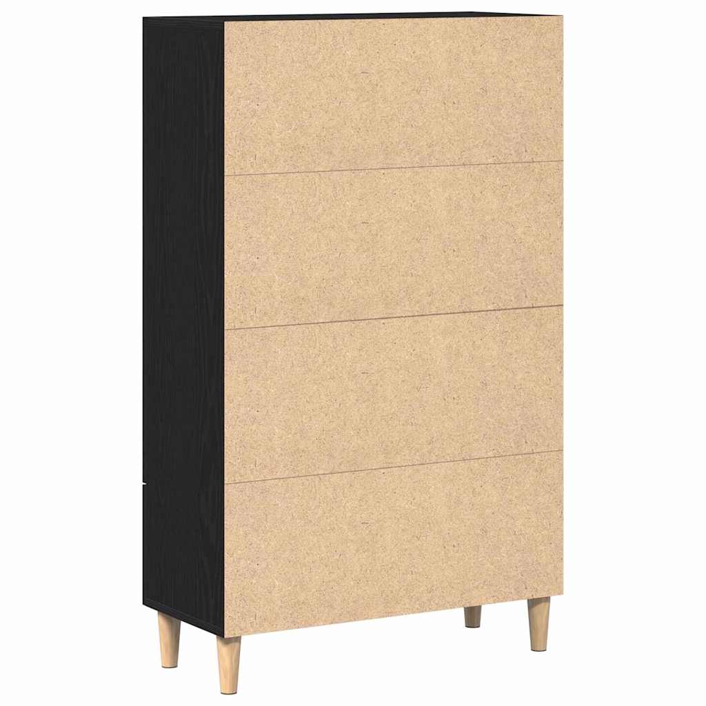 Highboard Med Skuffe Sort Eg 70 X 31 X 115 Cm Konstrueret Træ