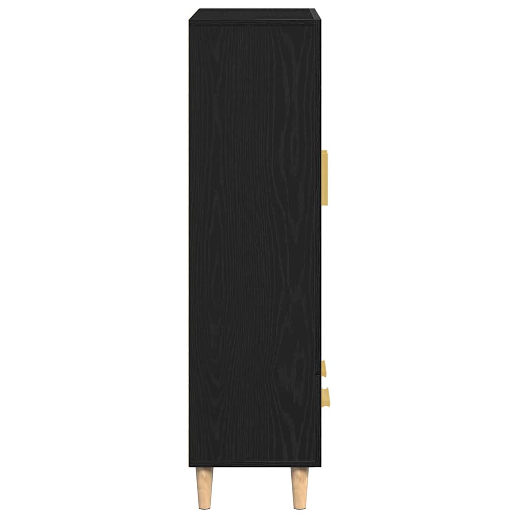 Highboard Med Skuffe Sort Eg 70 X 31 X 115 Cm Konstrueret Træ