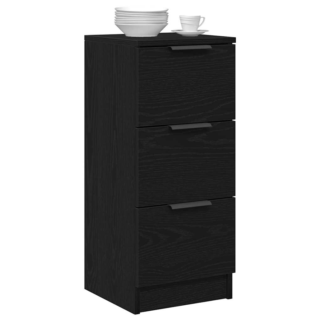 Sideboard Med Skuffe Sort Eg 30 X 30 X 70 Cm Konstrueret Træ