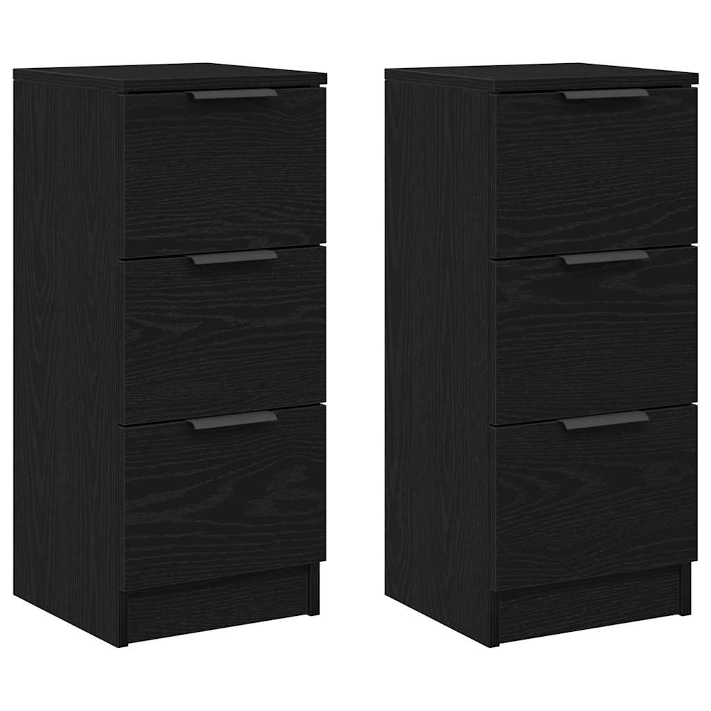 Sideboard 2 Pcs Sort Eg 30 X 30 X 70 Cm Konstrueret Træ