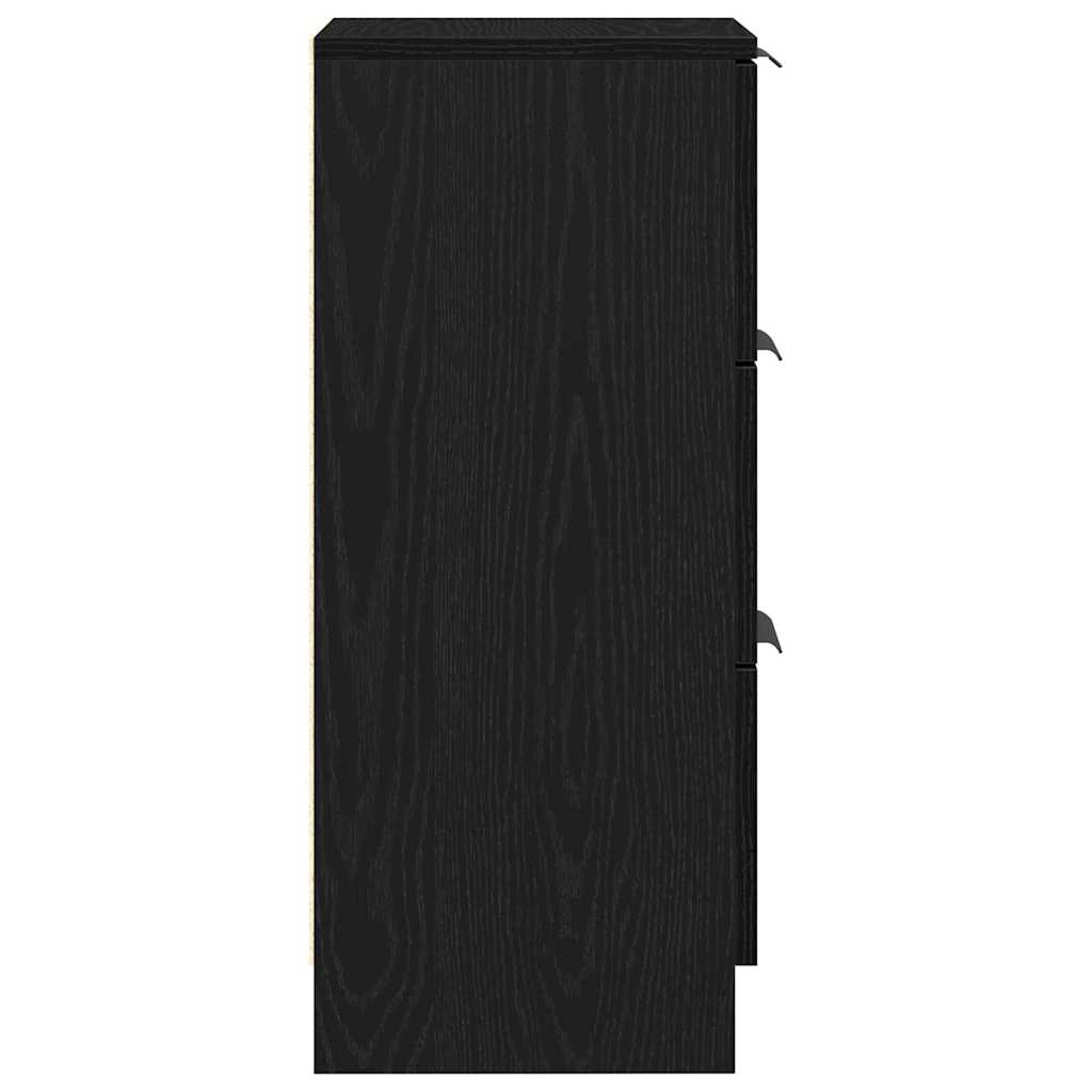 Sideboard 2 Pcs Sort Eg 30 X 30 X 70 Cm Konstrueret Træ