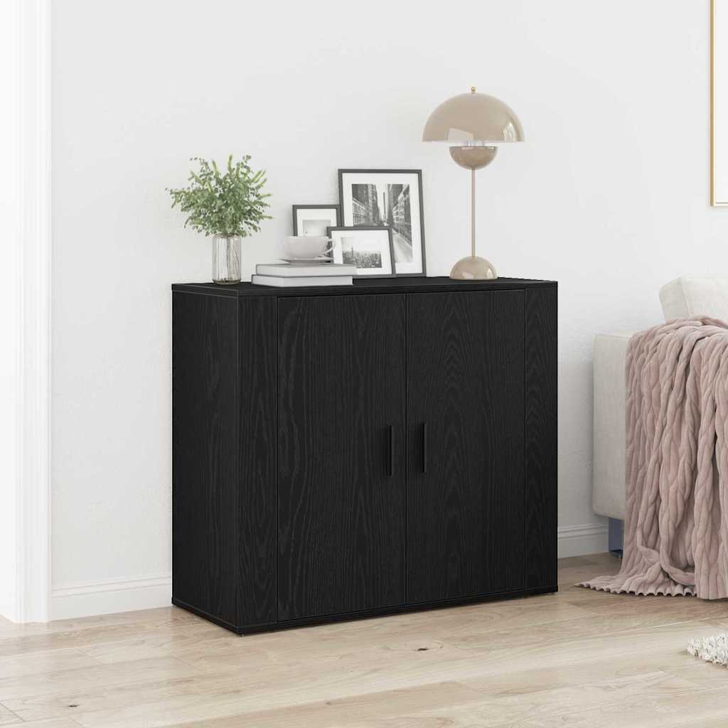 Sideboard Sort Eg 80 X 33 X 70 Cm Konstrueret Træ