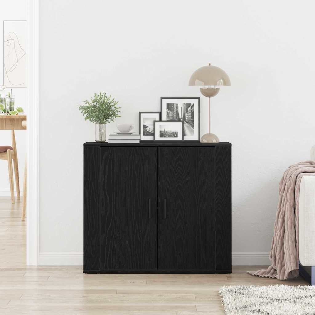 Sideboard Sort Eg 80 X 33 X 70 Cm Konstrueret Træ
