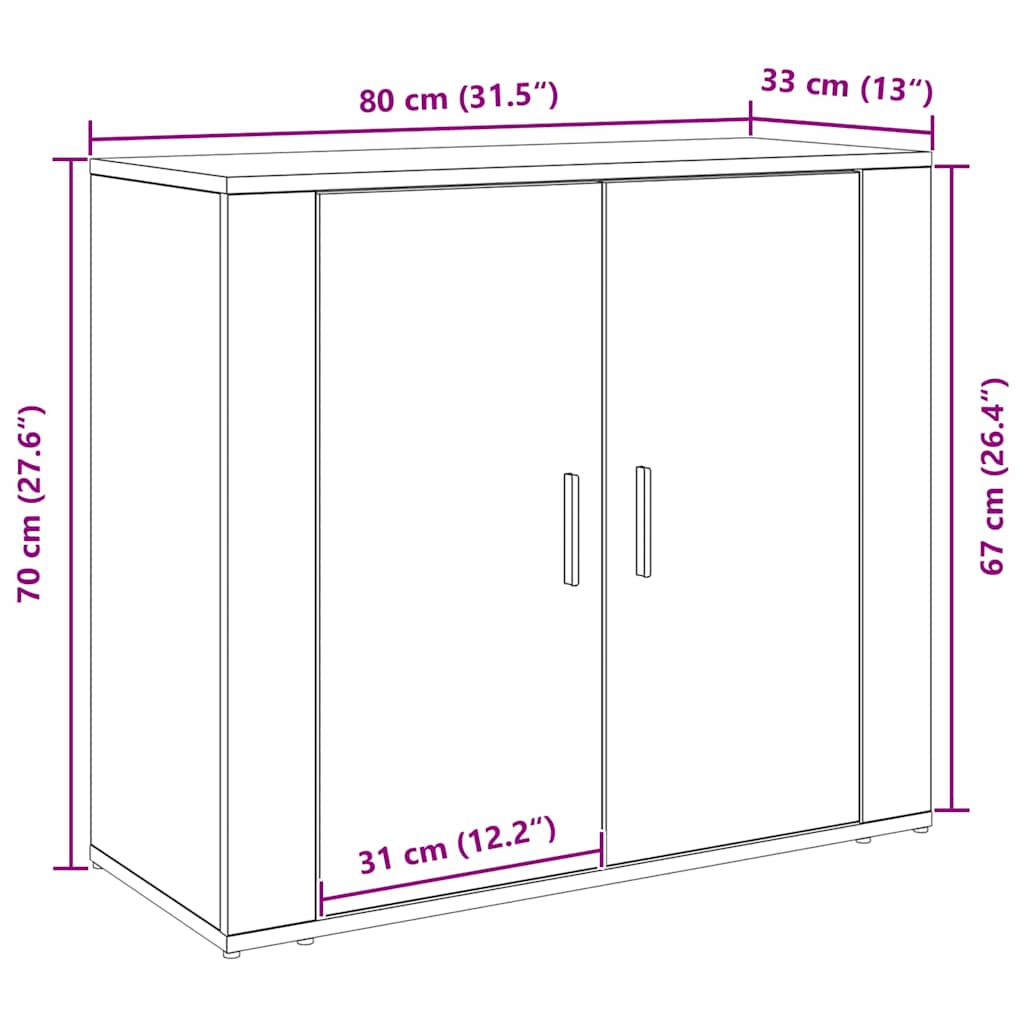 Sideboard Sort Eg 80 X 33 X 70 Cm Konstrueret Træ