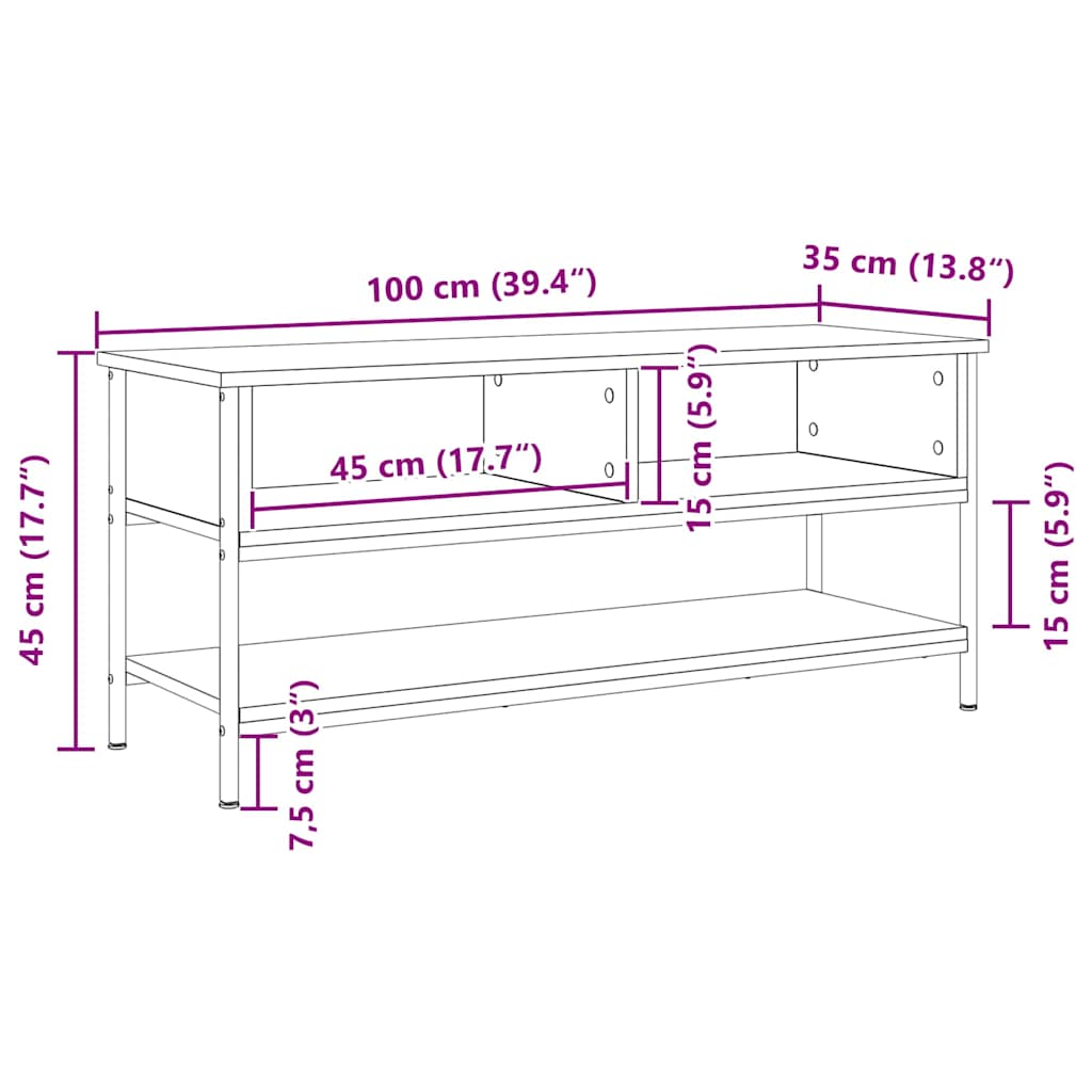 Tv-Møbelsæt Artisan Egetræ 100 X 35 X 45 Cm Konstrueret Træ