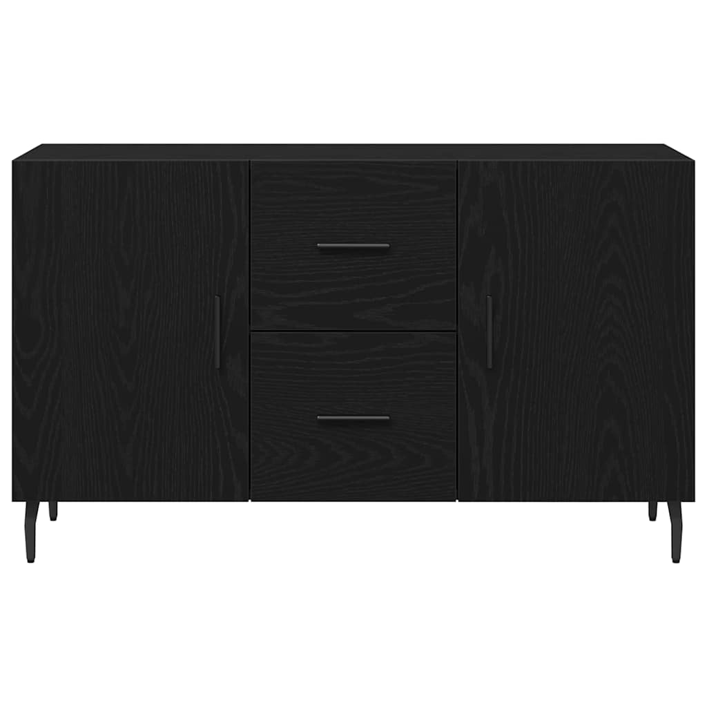 Sideboard Med Skuffe Sort Eg 100 X 36 X 60 Cm Konstrueret Træ
