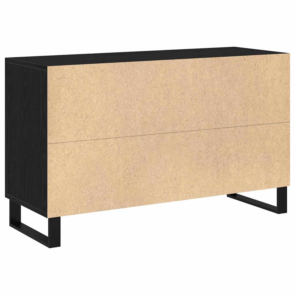 Sideboard Med Skuffe Sort Eg 100 X 36 X 60 Cm Konstrueret Træ