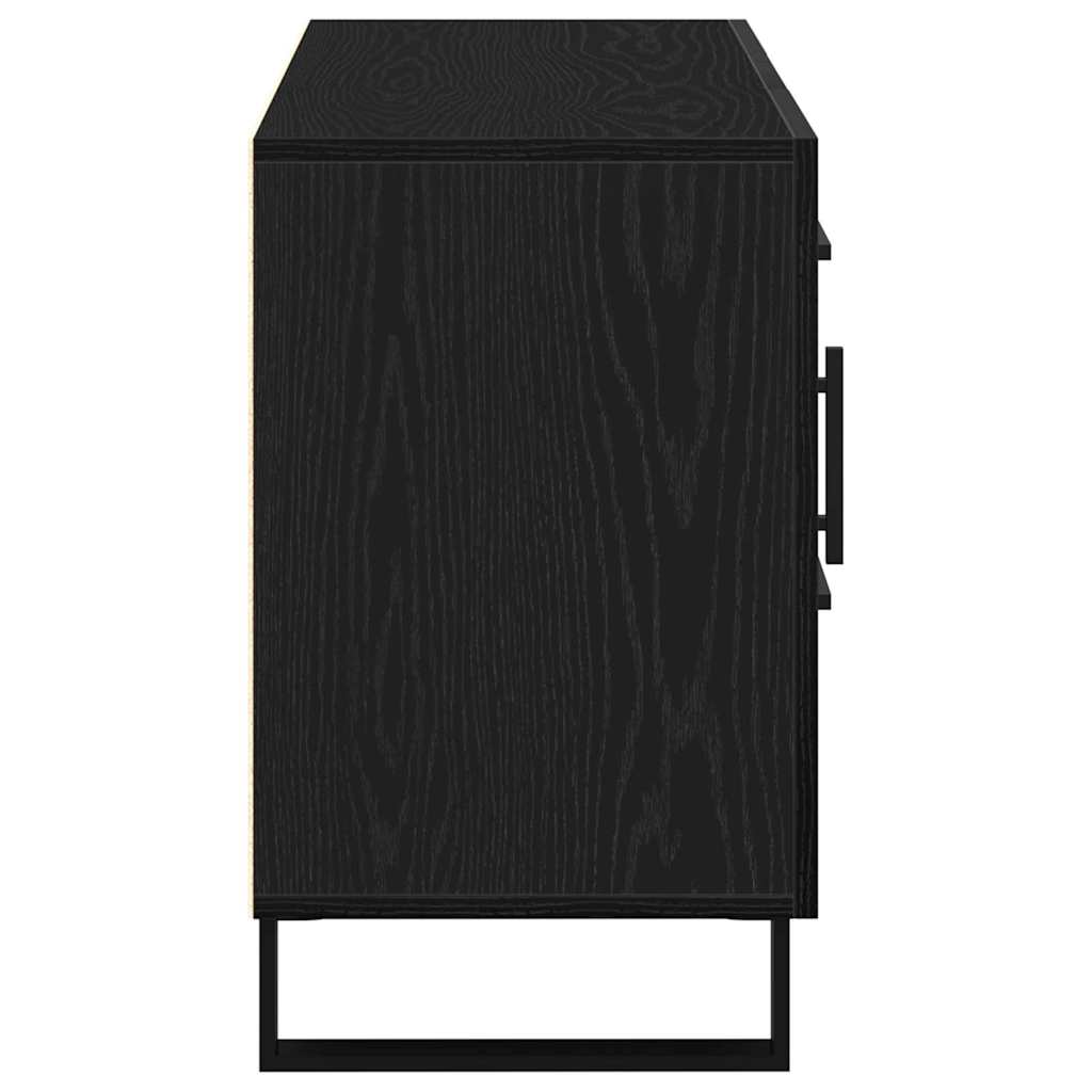 Sideboard Med Skuffe Sort Eg 100 X 36 X 60 Cm Konstrueret Træ