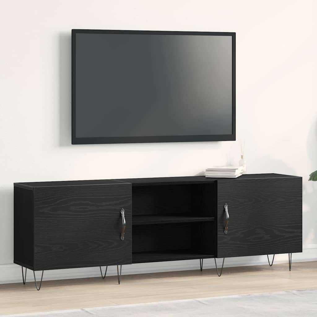 Tv-Møbelsæt Sort Eg 150 X 30 X 50 Cm Konstrueret Træ