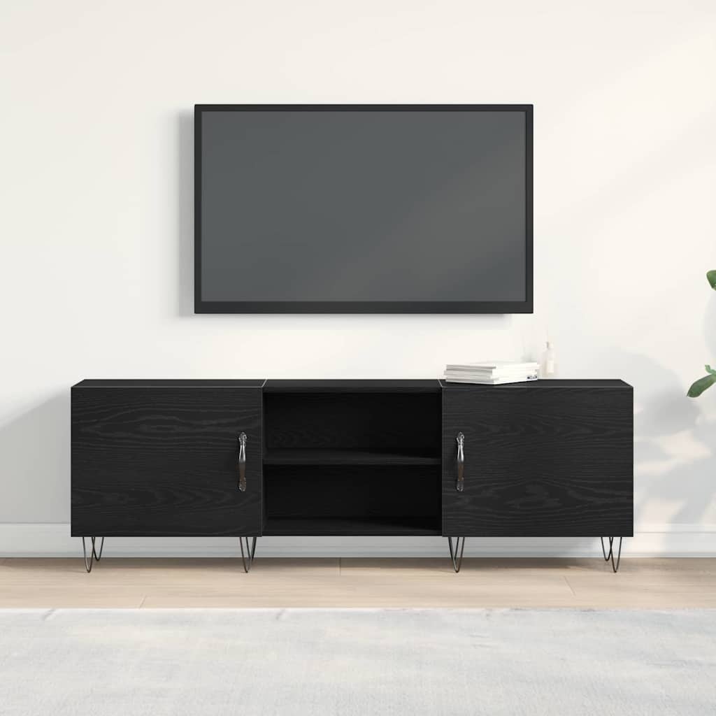 Tv-Møbelsæt Sort Eg 150 X 30 X 50 Cm Konstrueret Træ