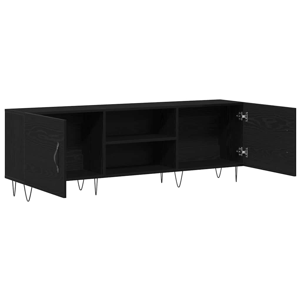 Tv-Møbelsæt Sort Eg 150 X 30 X 50 Cm Konstrueret Træ