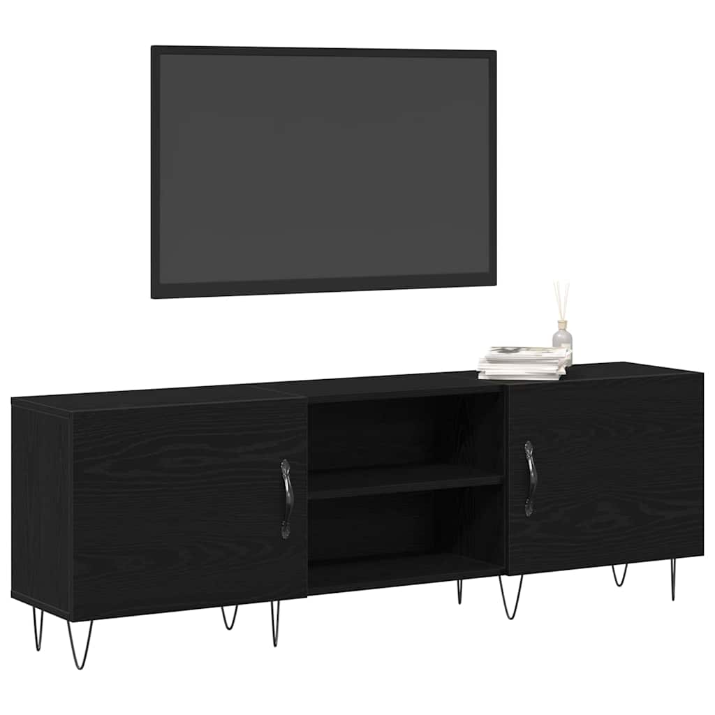 Tv-Møbelsæt Sort Eg 150 X 30 X 50 Cm Konstrueret Træ