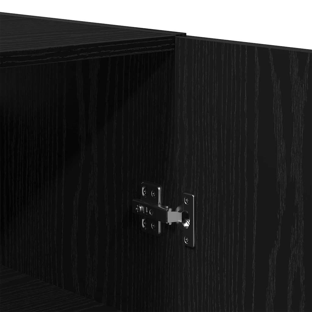 Væghængt Skab Sort Eg 69,5 X 34 X 180 Cm Konstrueret Træ