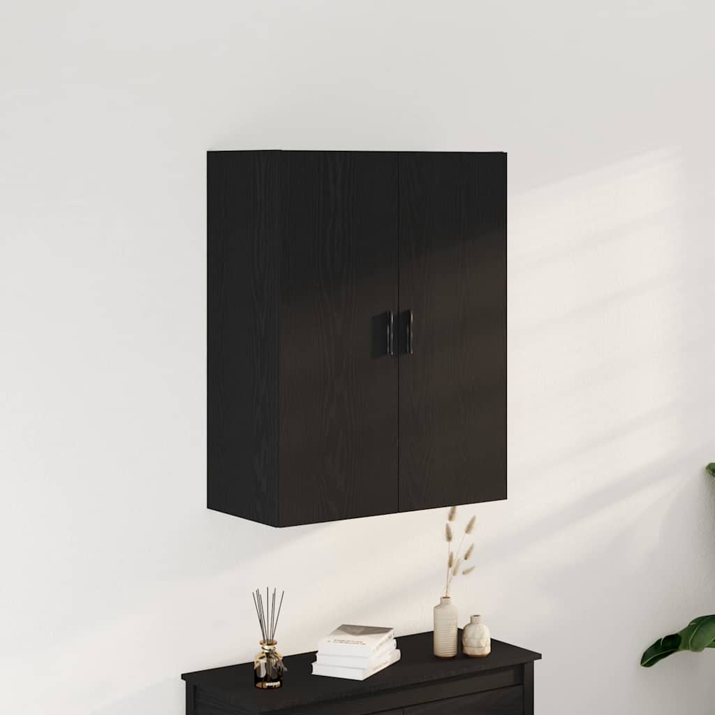 Væghængt Skab Sort Eg 69,5 X 34 X 180 Cm Konstrueret Træ