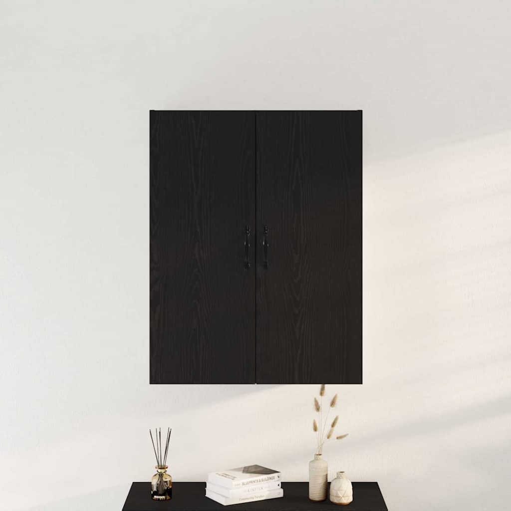 Væghængt Skab Sort Eg 69,5 X 34 X 180 Cm Konstrueret Træ