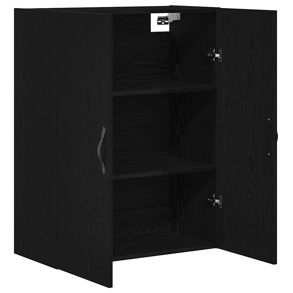Væghængt Skab Sort Eg 69,5 X 34 X 180 Cm Konstrueret Træ