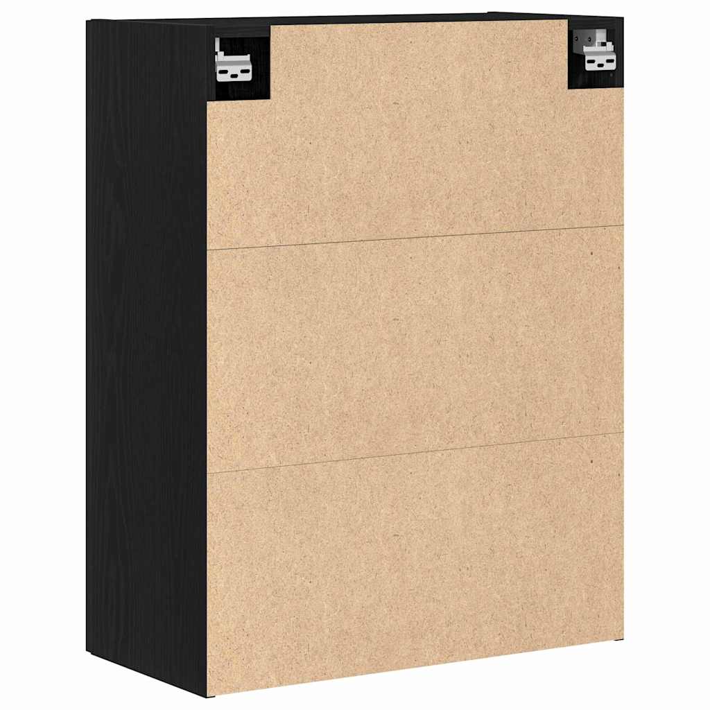 Væghængt Skab Sort Eg 69,5 X 34 X 180 Cm Konstrueret Træ