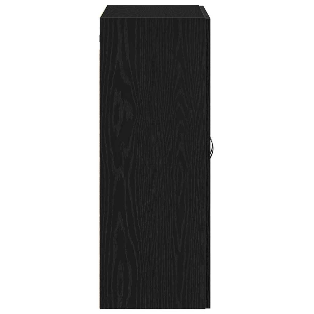 Væghængt Skab Sort Eg 69,5 X 34 X 180 Cm Konstrueret Træ
