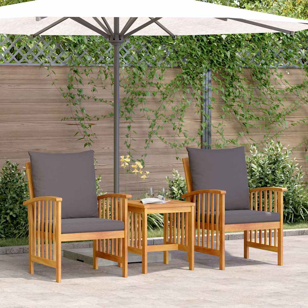 Havesofa Sæt Med Pude 3 Pcs Olie Naturlig Massivt Akacietræ