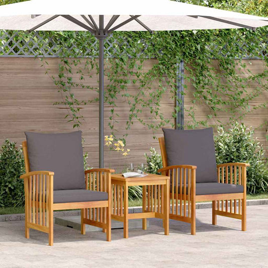 Havesofa Sæt Med Pude 3 Pcs Olie Naturlig Massivt Akacietræ