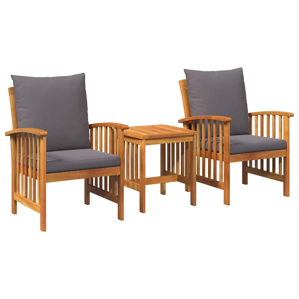 Havesofa Sæt Med Pude 3 Pcs Olie Naturlig Massivt Akacietræ