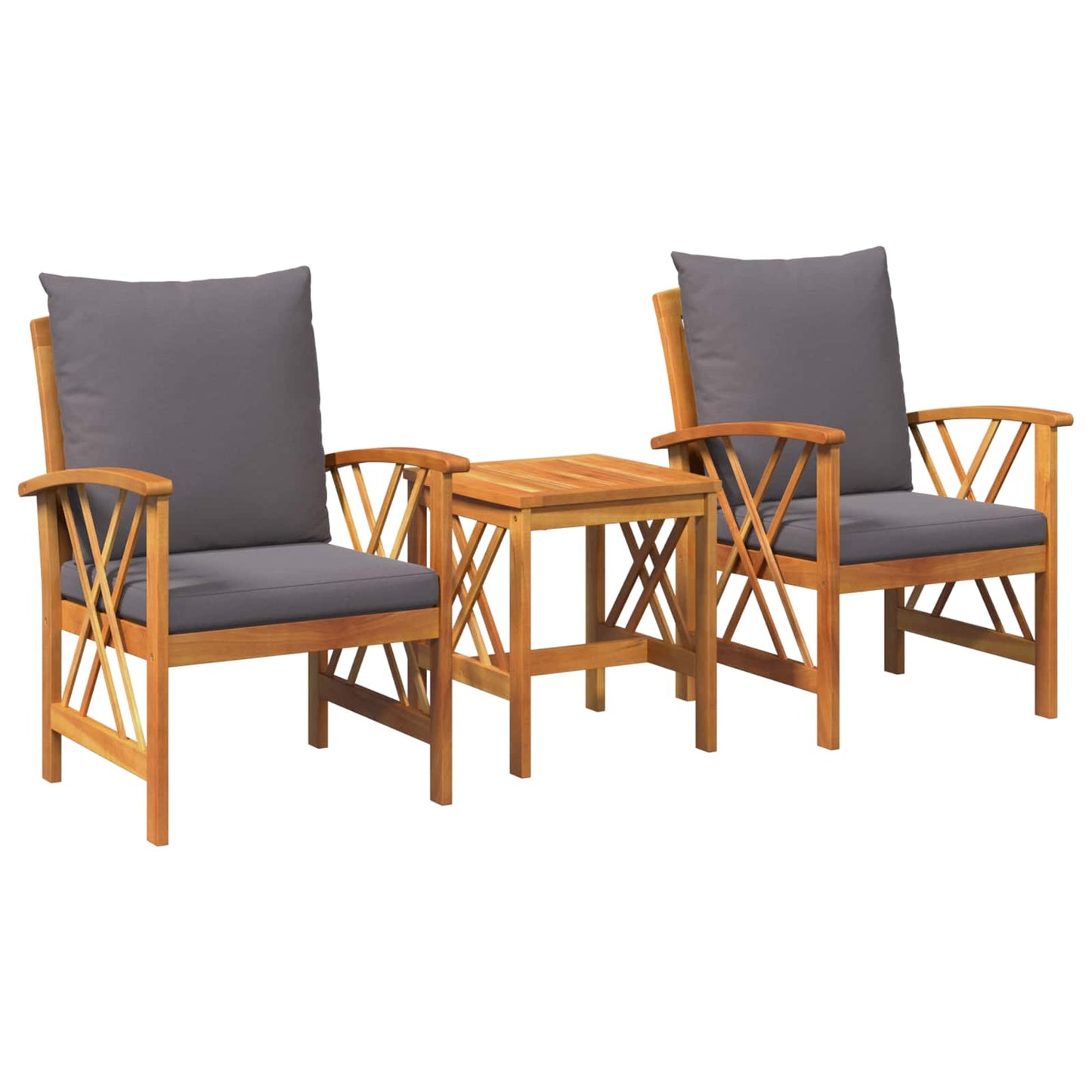 Havesofa Sæt Med Pude 3 Pcs Olie Naturlig Massivt Akacietræ