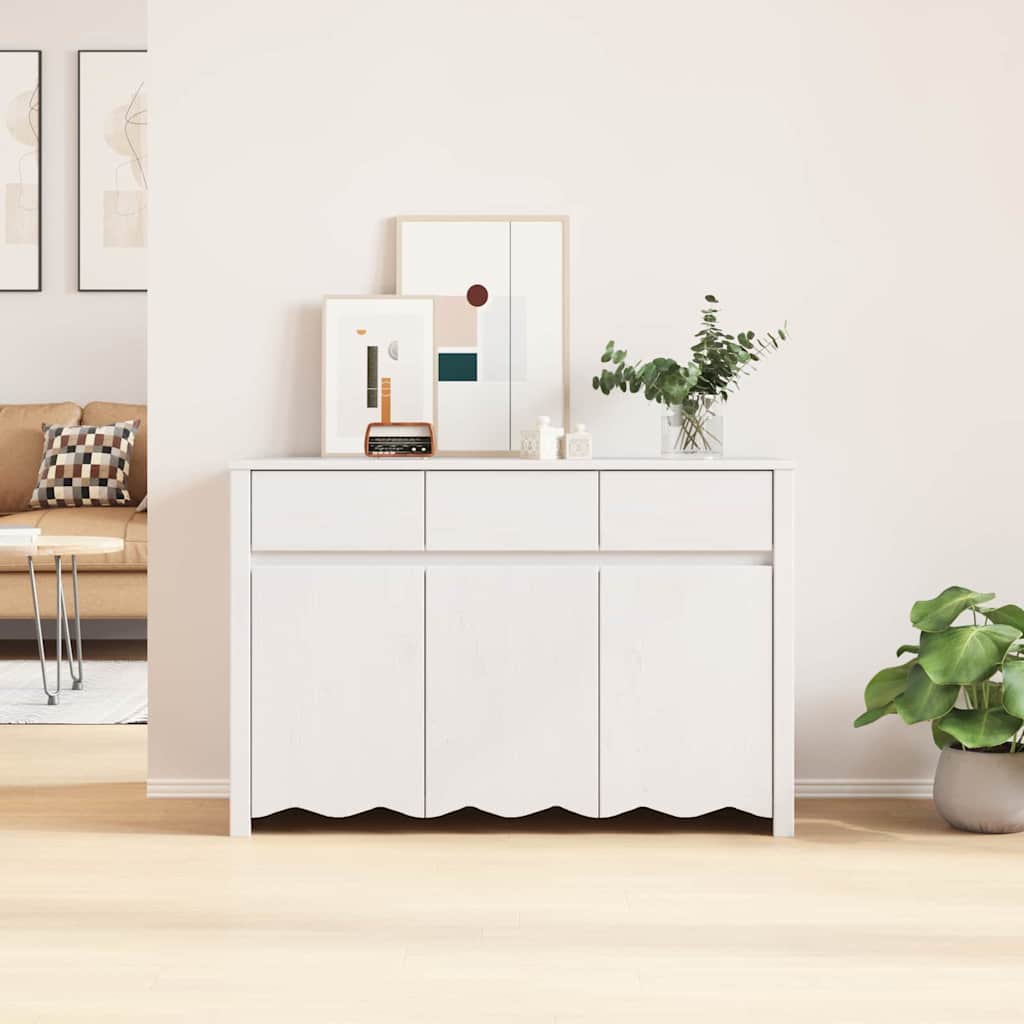 Sideboard Drammen Hvid 114 X 43 X 75,5 Cm Massivt Fyrretræ