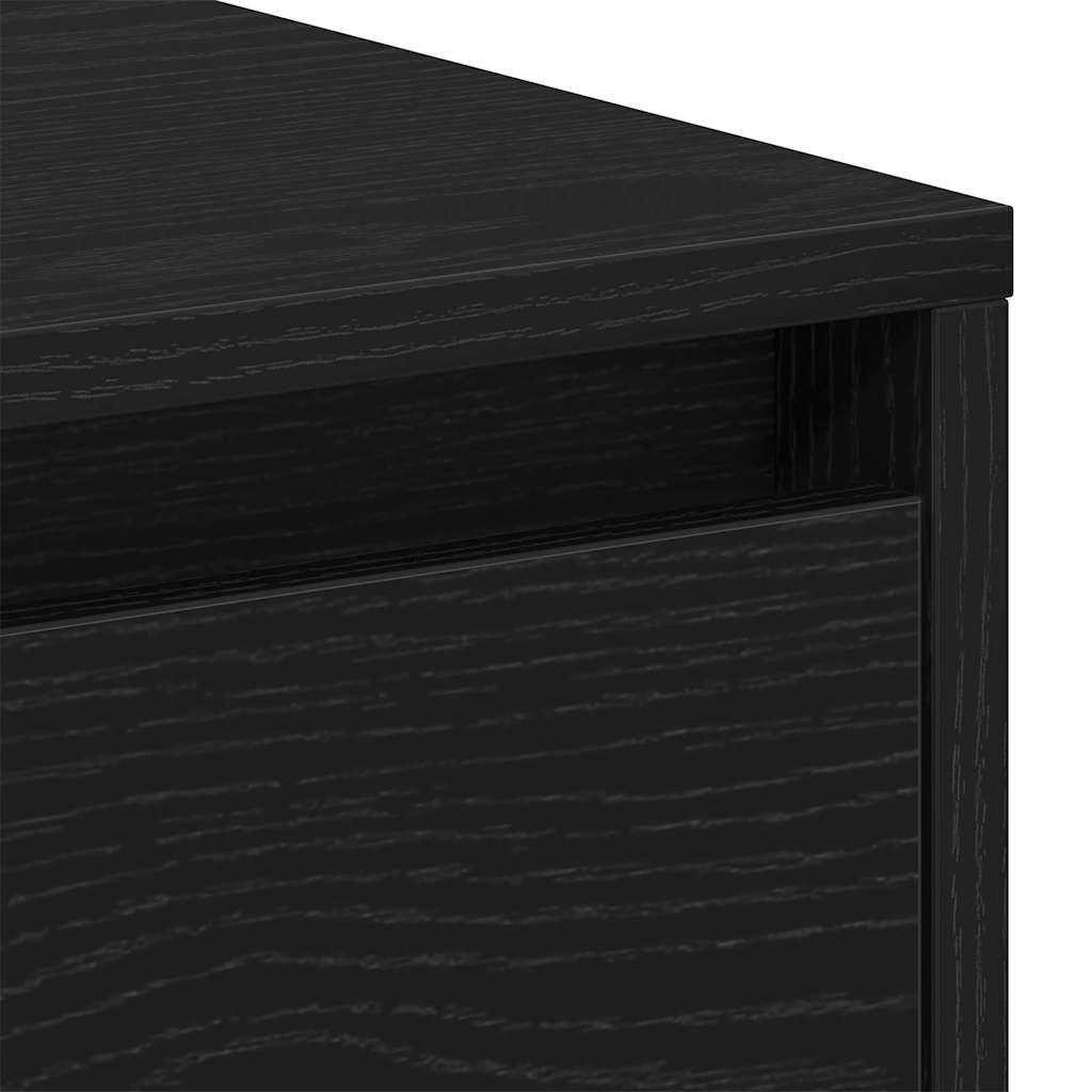 Natbord Med Skuffe Sort Eg 45 X 34 X 44 Cm Konstrueret Træ