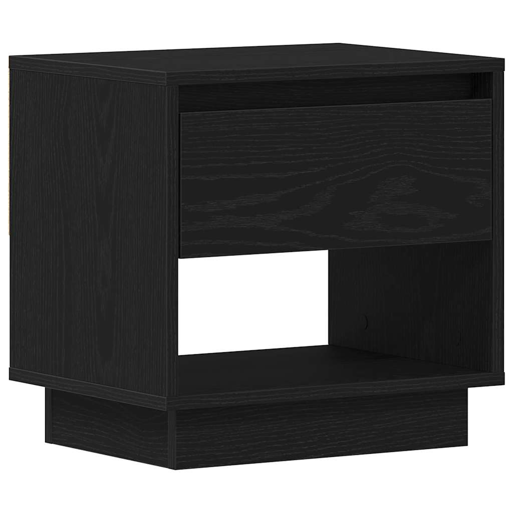 Natbord Med Skuffe Sort Eg 45 X 34 X 44 Cm Konstrueret Træ