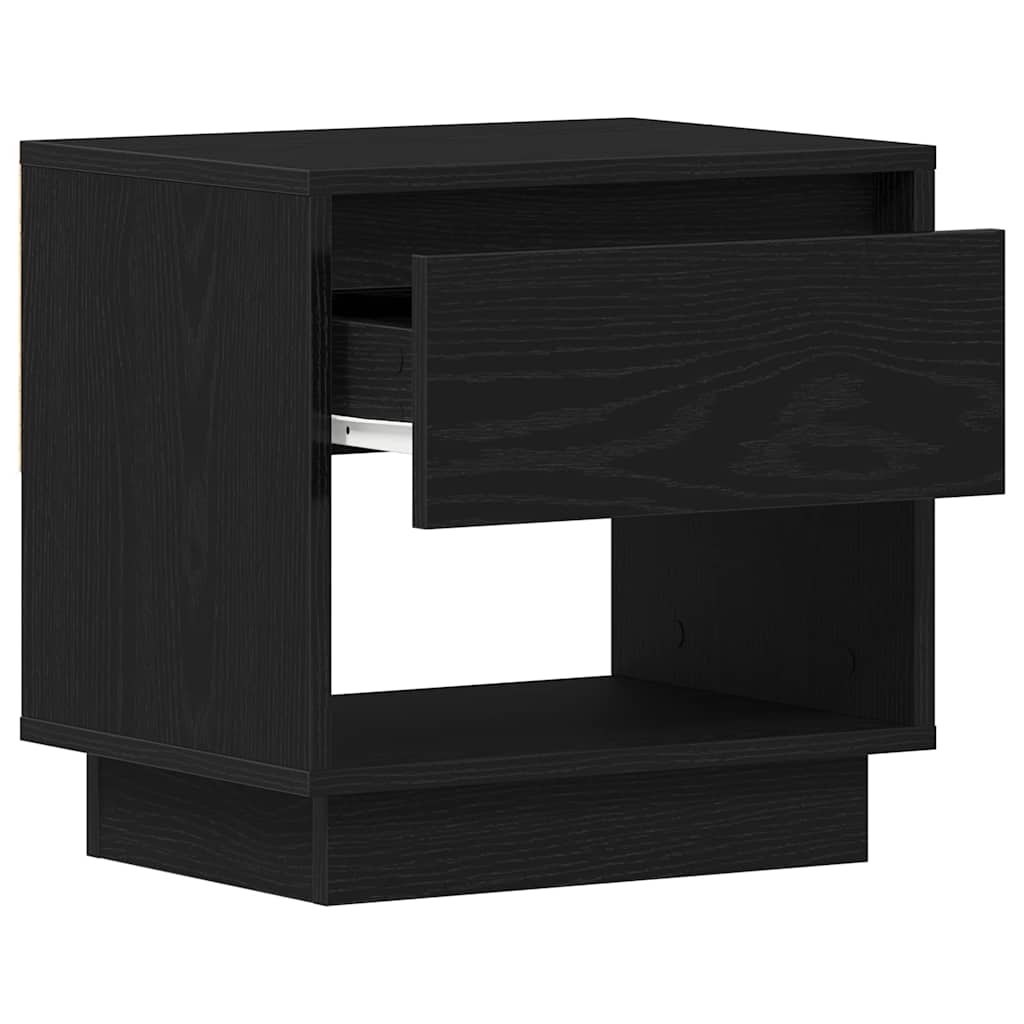 Natbord Med Skuffe Sort Eg 45 X 34 X 44 Cm Konstrueret Træ