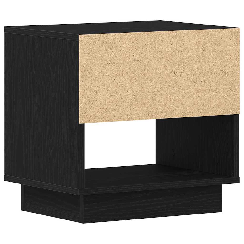 Natbord Med Skuffe Sort Eg 45 X 34 X 44 Cm Konstrueret Træ