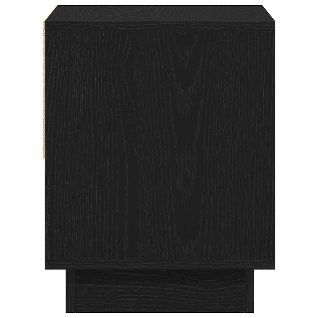 Natbord Med Skuffe Sort Eg 45 X 34 X 44 Cm Konstrueret Træ