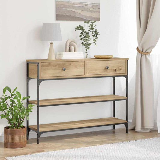 Konsolbord Artisan Egetræ 100 X 25 X 75 Cm Konstrueret Træ