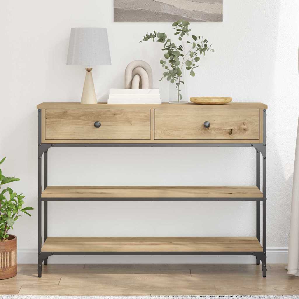 Konsolbord Artisan Egetræ 100 X 25 X 75 Cm Konstrueret Træ