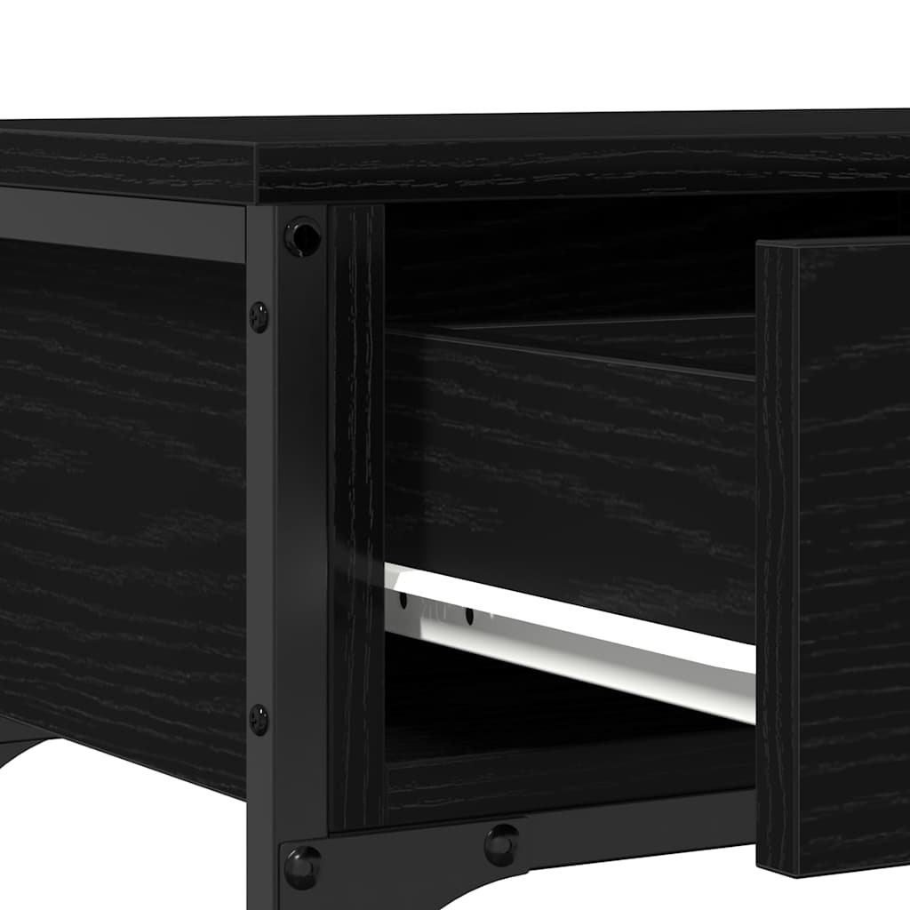Konsolbord Med Skuffe Sort Eg 72,5 X 25 X 75 Cm Konstrueret Træ