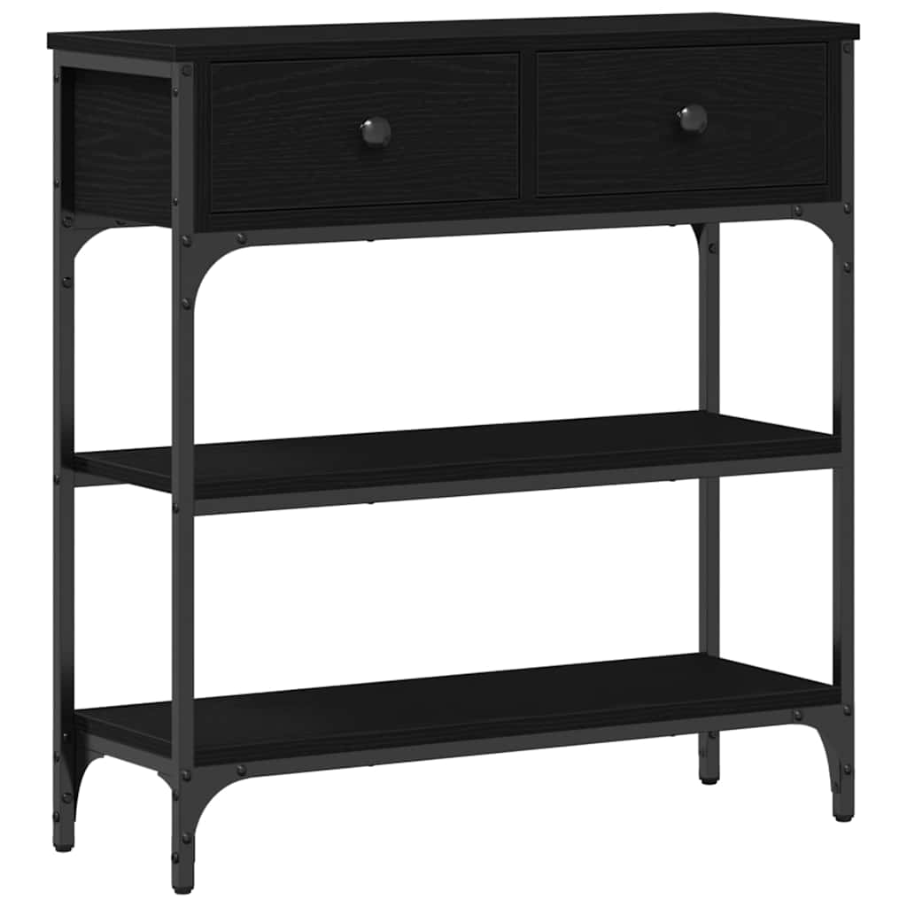Konsolbord Med Skuffe Sort Eg 72,5 X 25 X 75 Cm Konstrueret Træ