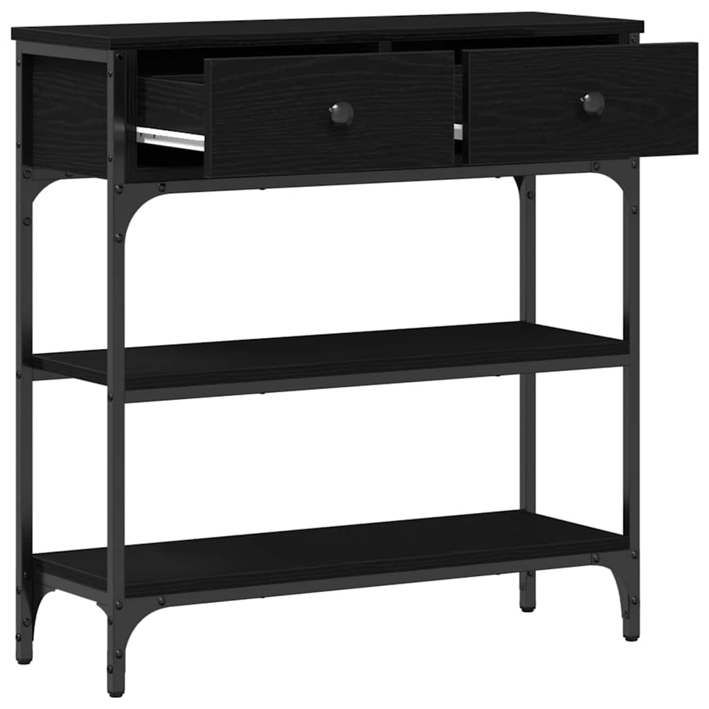 Konsolbord Med Skuffe Sort Eg 72,5 X 25 X 75 Cm Konstrueret Træ