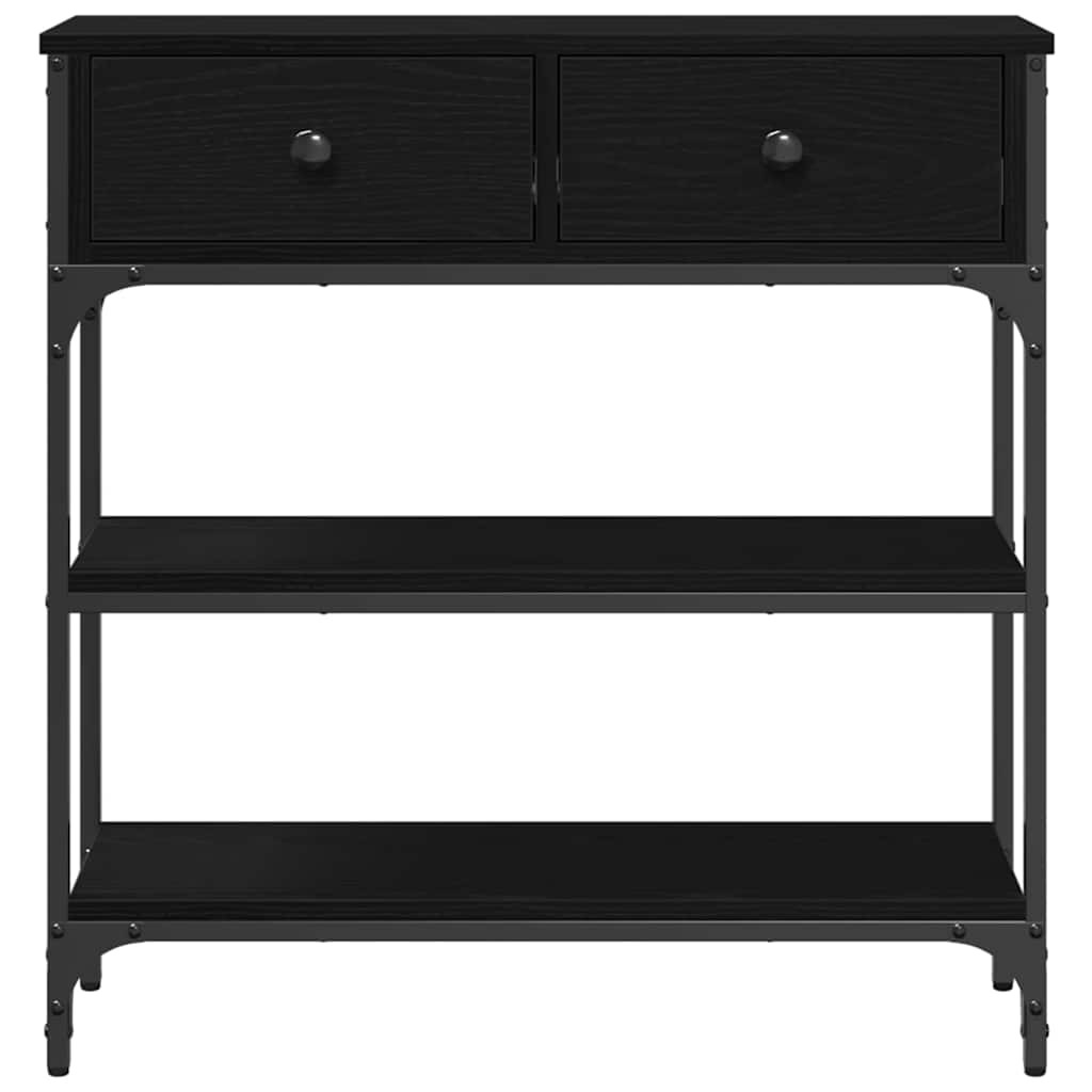 Konsolbord Med Skuffe Sort Eg 72,5 X 25 X 75 Cm Konstrueret Træ