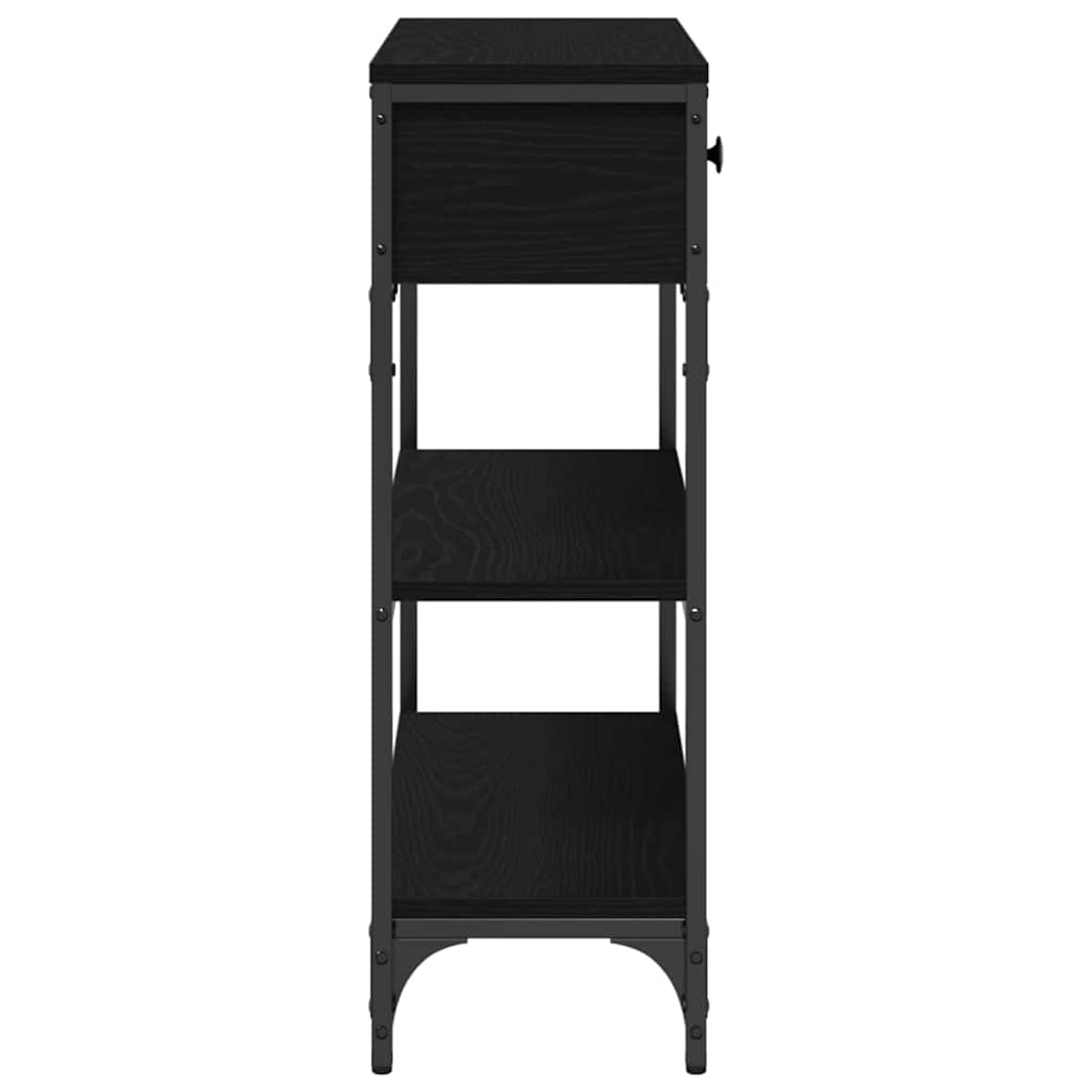Konsolbord Med Skuffe Sort Eg 72,5 X 25 X 75 Cm Konstrueret Træ