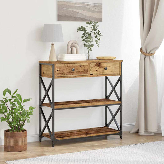Konsol Bord Gammelt Træ 75 X 28 X 75 Cm Laminat Træ Og Metal